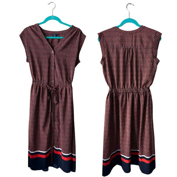 Tommy Hilfiger Patterned V-Neck Midi Dress - Women’s Medium - Picture 3 of 13